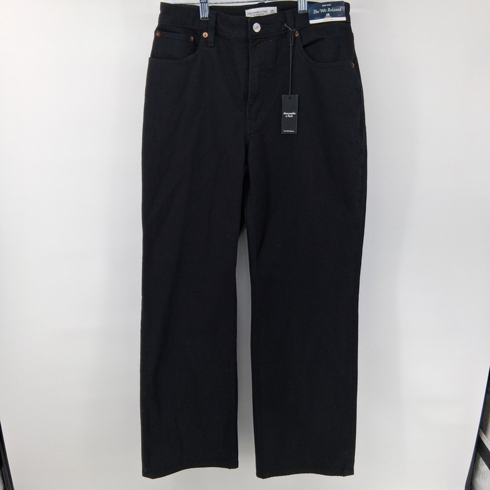 Abercrombie & Fitch The '90s Relaxed Jean High Rise Jeans Womens 28 Black Solid